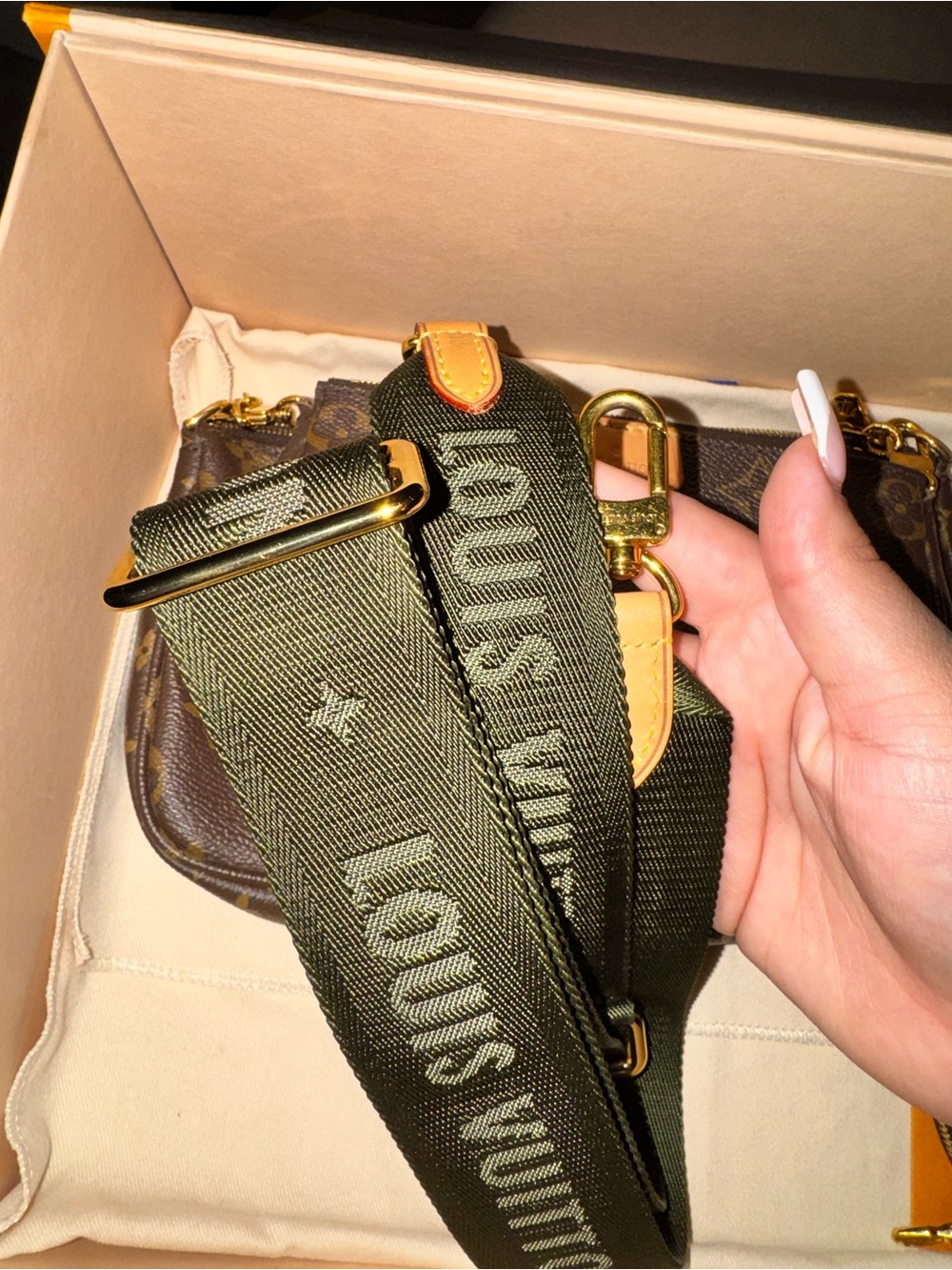 Louis Vuitton Monogram Canvas Multi-Pochette with Olive Green Strap - Picture 9 of 9